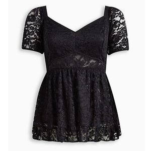 TORRID NWT BABYDOLL LACE PUFF SLEEVE TOP